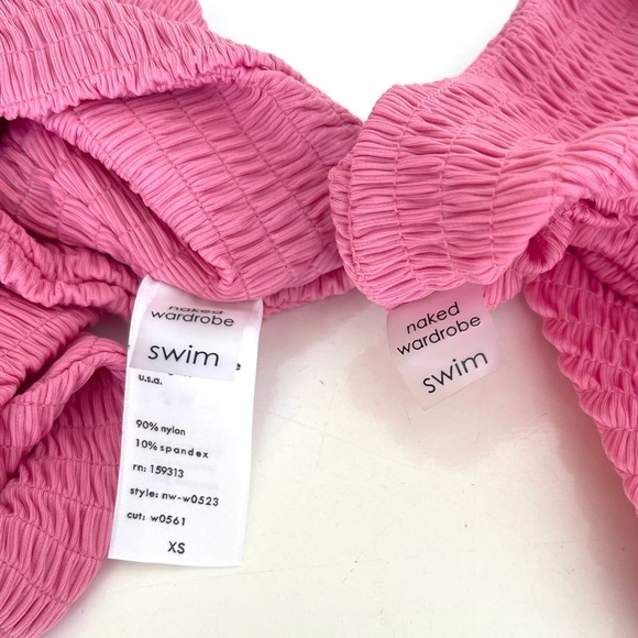 Naked Wardrobe Swim | Pink Smocked 2 Pc Bikini Size XS Style NW-W0523 - Picture 3 of 3